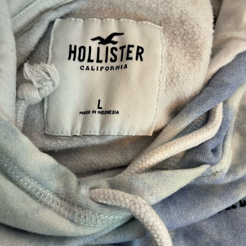 Hollister Women’s L Blue Tie dye Pullover Casual Spring Fall Lounge Hoodie Dorm - Picture 4 of 7